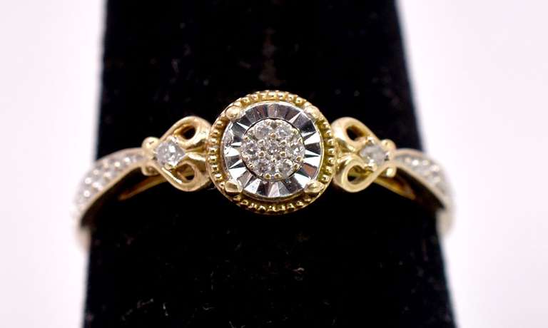 Intricate Diamond Ladies Ring in Yellow Gold