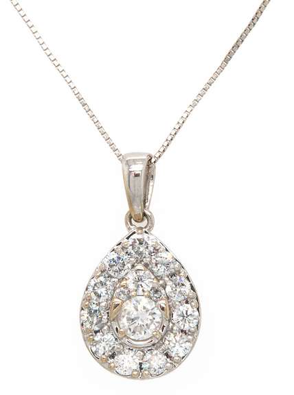 Fabulous RBC Diamond in Pear Shaped Diamond Pendant on Chain