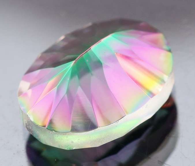 Rainbow color 9.69ct concave cut Mystic Quartz