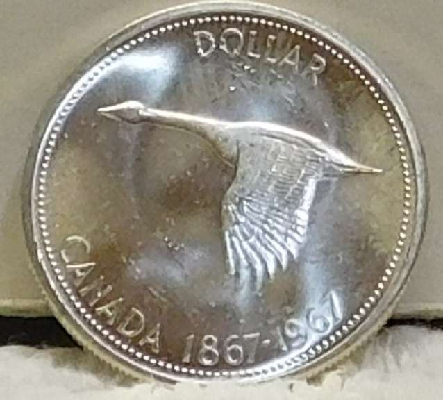 1967 Unc. Canada Silver (800) Dollar, brilliant, flashy, sharp Anniversary Commemorative