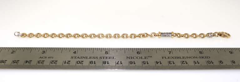 14kt Yellow Gold Cable Chain Bracelet with Showpiece Diamonds