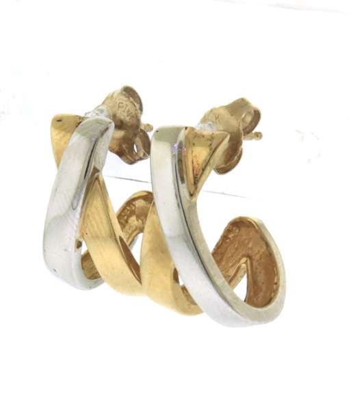 Beautiful Two Tone High Polish Bypass Earrings