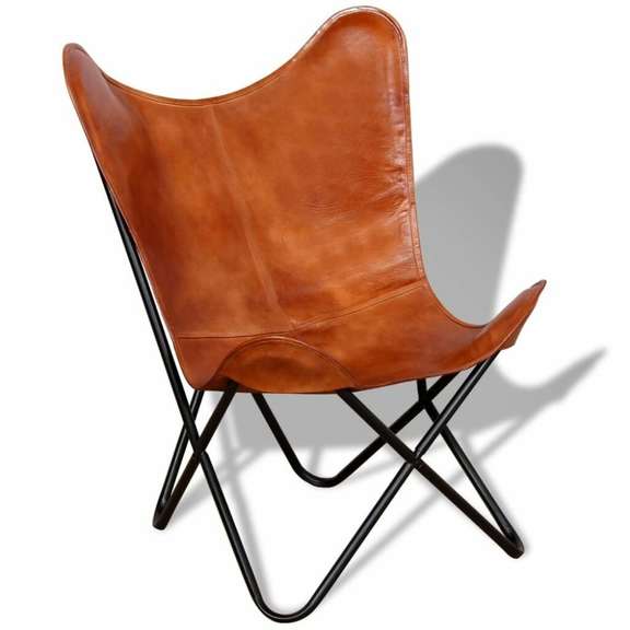 Leather Butterfly Chair with Powder Coated