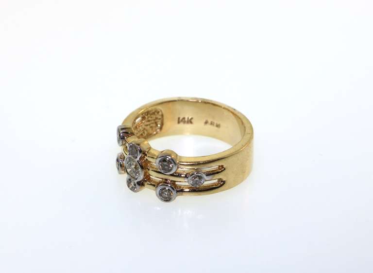 Contemporary 14kt Yellow Gold Diamond Ring