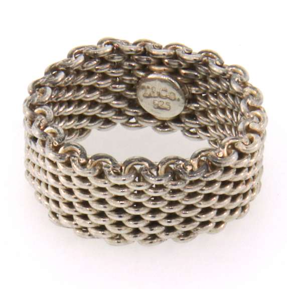 Sterling silver Tiffany & Co mesh chain ring