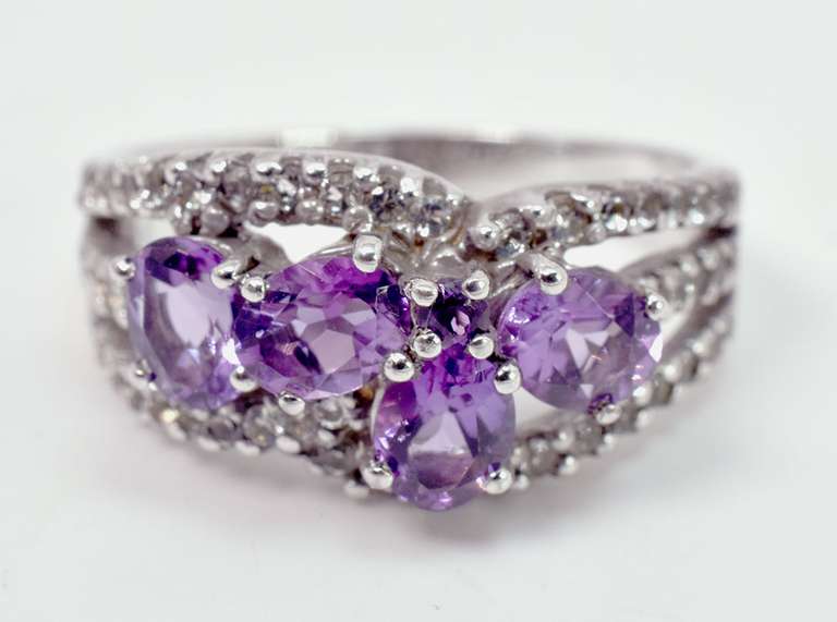 Vintage Style Amethyst Sterling Silver Ring