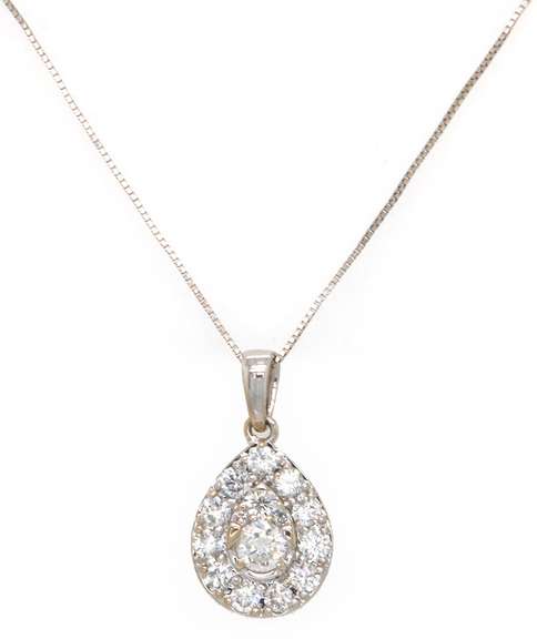 Fabulous RBC Diamond in Pear Shaped Diamond Pendant on Chain