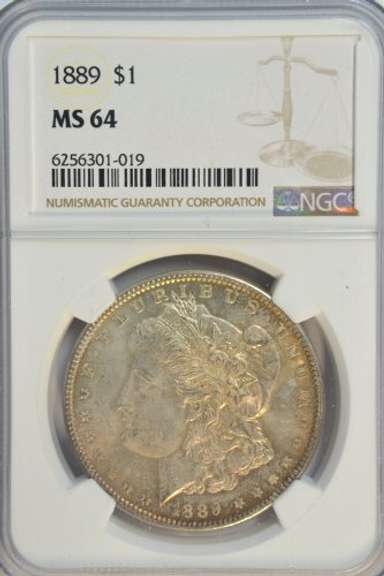 Near Gem BU 1889-P Morgan Silver Dollar. NGC MS64