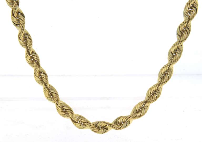 Elegant Yellow Gold Rope Chain Necklace