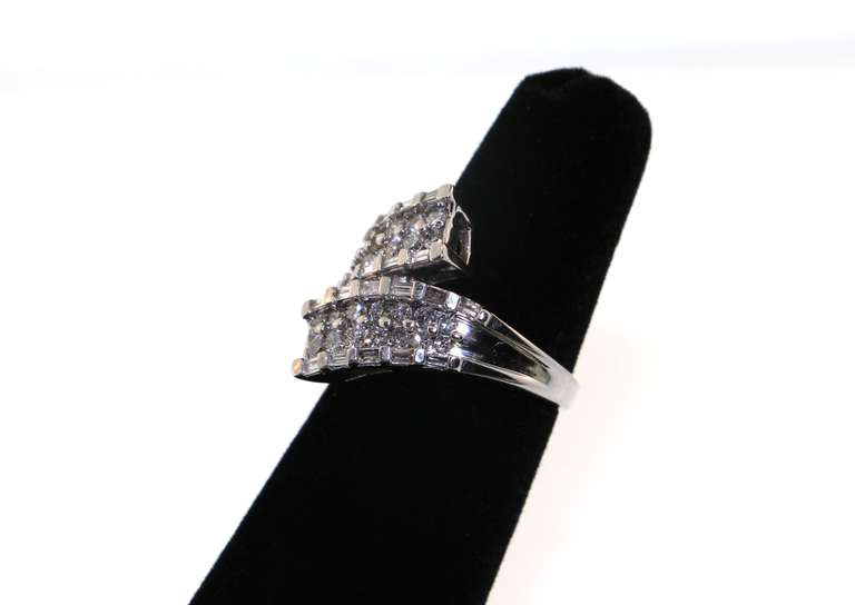 Contemporary 14kt White Gold Ring with Diamonds