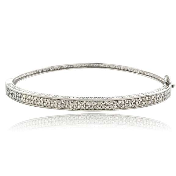1/2ct Diamond Silver Tone Bangle Bracelet