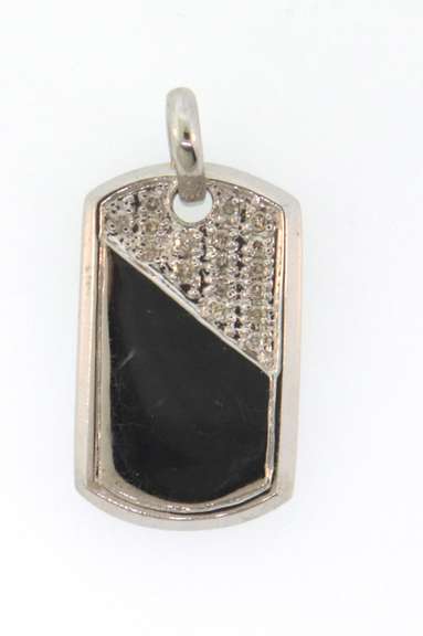 14k white gold diamond ladies dog-tag pendant or charm