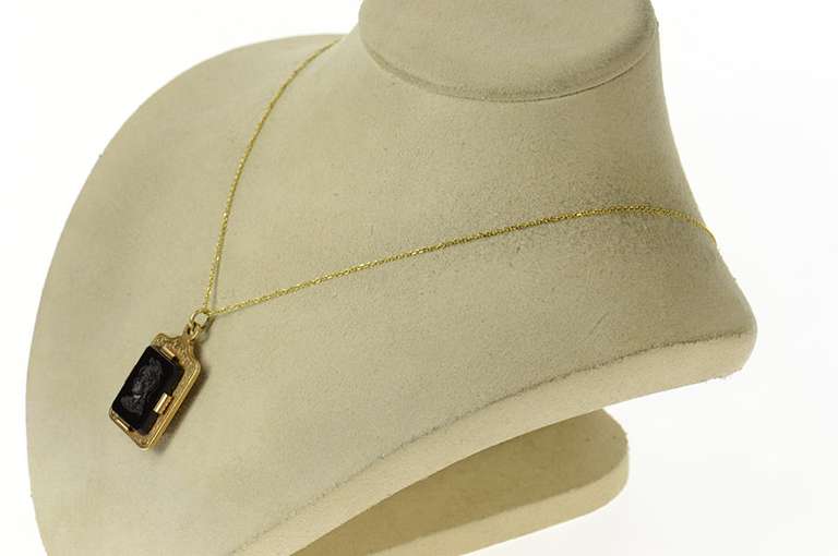 Gold Filled Black Onyx Carnelian Roman Soldier Chariot Charm/Pendant