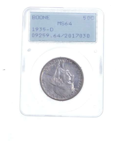 MS64 1935-D Boone Bicentennial Commemorative Half Dollar - Graded PCGS