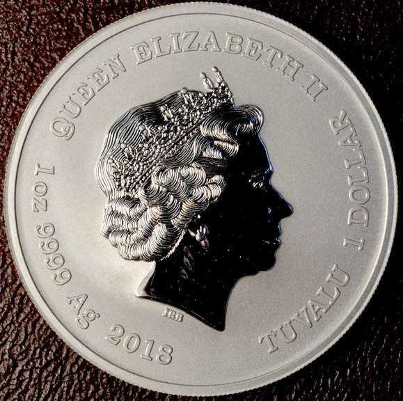 2018 Ironman Silver Colorized $1 One oz .9999 Fine Silver. Marvel. Tuvalu