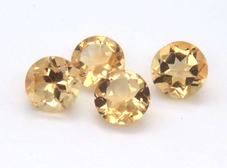Sublime Group of 4 Round Cut Citrine Gemstones, 6.97ct