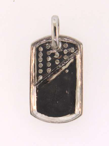 14k white gold diamond ladies dog-tag pendant or charm