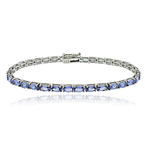 Sterling Silver 8.75 Ct Tanzanite Oval Tennis Bracelet