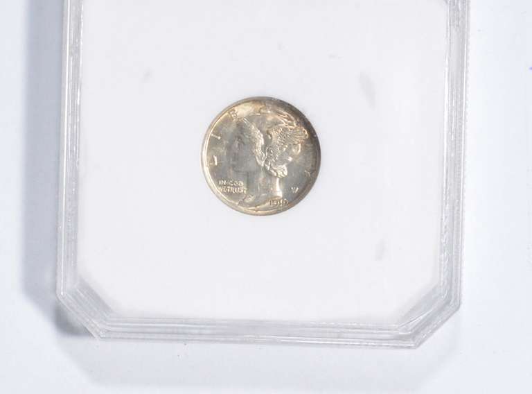 MS65 1919-D Mercury Silver Dime - Full Bands - Graded PCI
