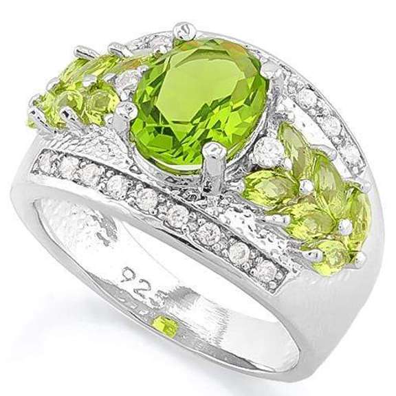 PRETTY ! CREATED PERIDOT 925 STERLING SILVER RING