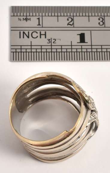 Unique Wide 18k WG ring with Diamonds