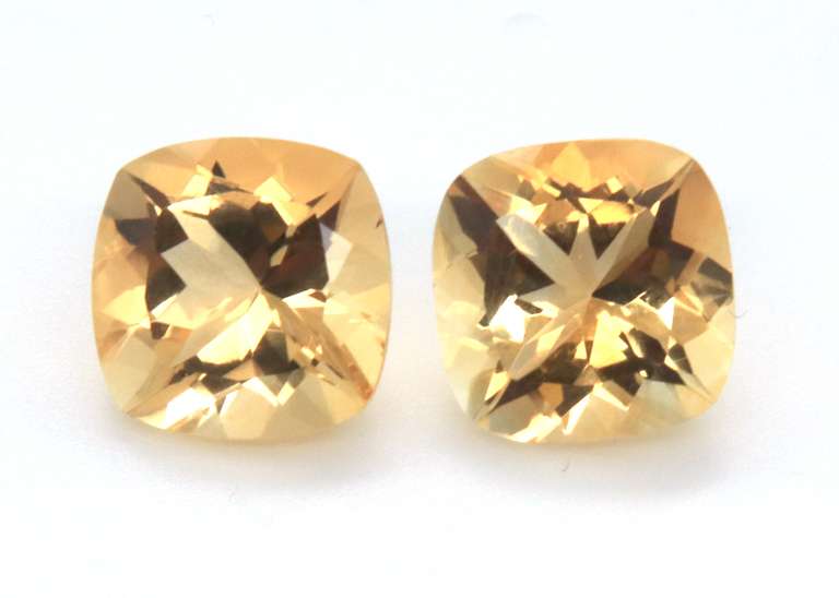 Glitzy Pair of Cushion Cut Citrine Gemstones, 13.24cts