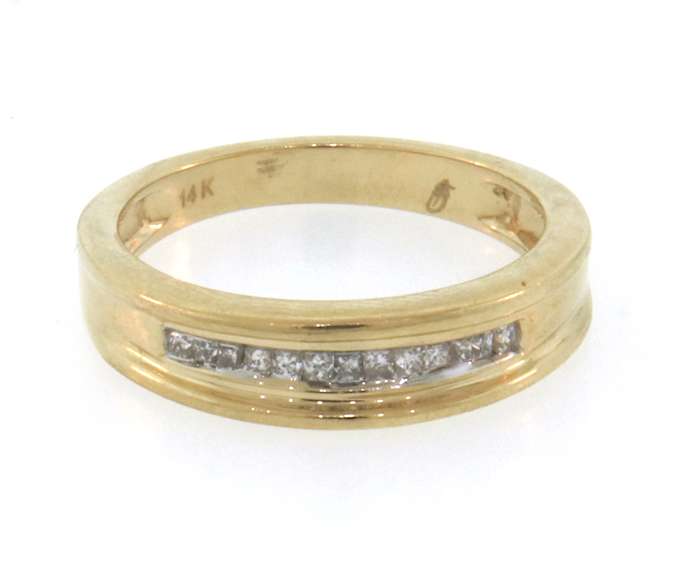 14k yellow gold diamond channel set band