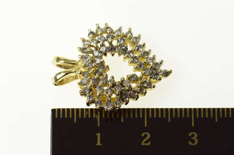 14K Yellow Gold Diamond Cluster Retro Heart Love Symbol Pendant