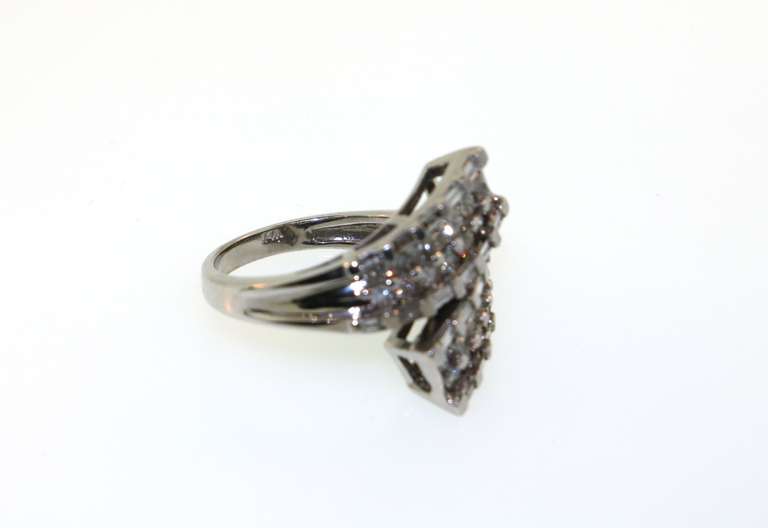 Contemporary 14kt White Gold Ring with Diamonds