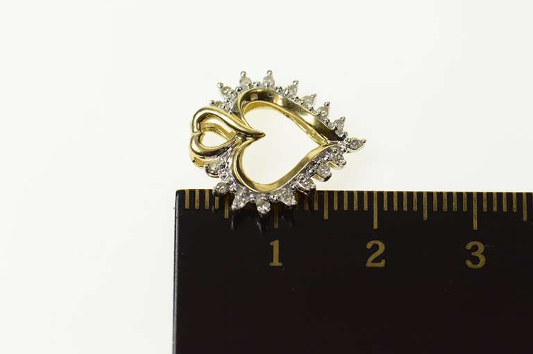 10K Yellow Gold Classic Diamond Heart Love Symbol Pendant