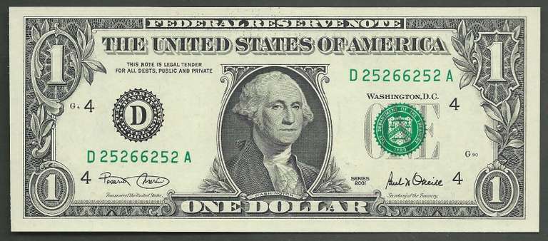 $1 2001 FRN  Radar Repeater 25266252 Uncirculated