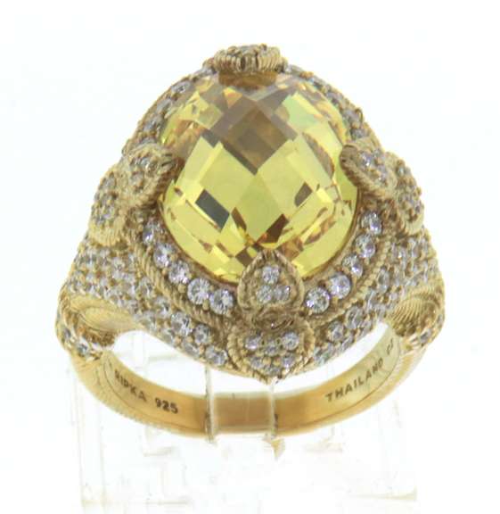 Judith Ripka Gold Plated CZ Ring