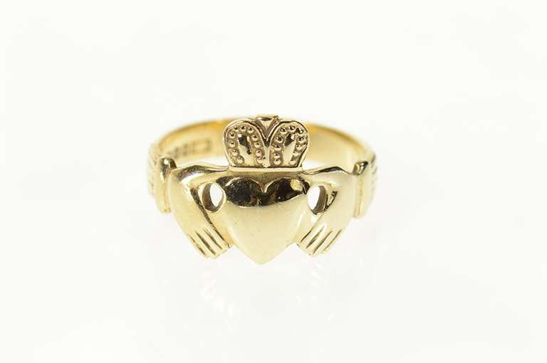 9K Yellow Gold Traditional Irish Celtic Claddagh Wedding Ring