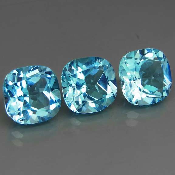 Matched! 3 piece 15.85ct full fire sky blue Topaz set