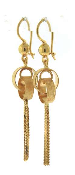 Handsome 18kt Double Loop Tassle Earrings