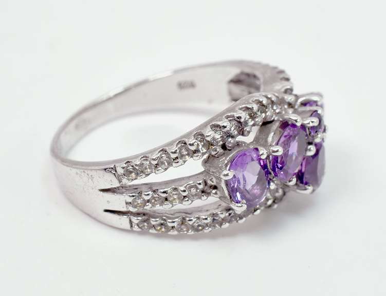 Vintage Style Amethyst Sterling Silver Ring