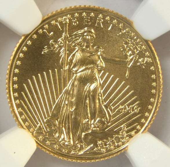 Flawless 2016 $5 Gold Eagle 30th Anniversary. NGC MS70