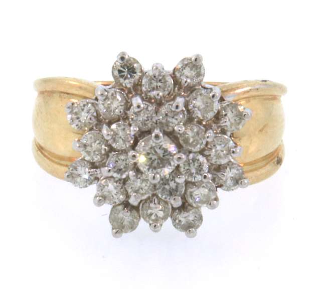 Radiant 14k yellow gold diamond cluster ring