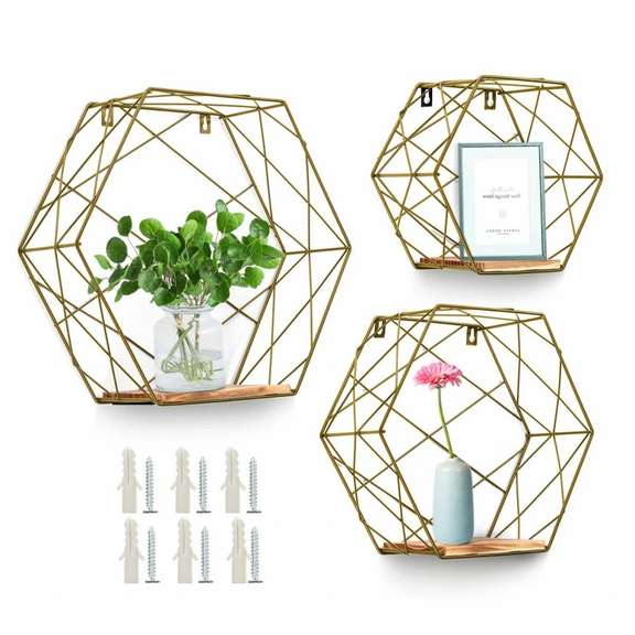 3pcs Hexagonal Wall Mounted Shelves
