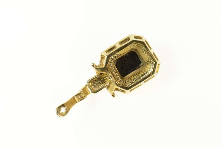 14K Yellow Gold Carved Black Onyx Cameo Ornate Statement Pendant