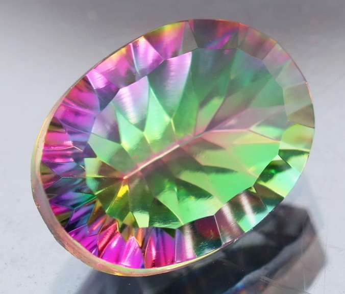 Rainbow color 9.69ct concave cut Mystic Quartz