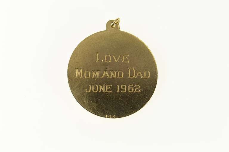 14K Yellow Gold Pearl Sapphire Accent Diploma Graduation Charm/Pendant