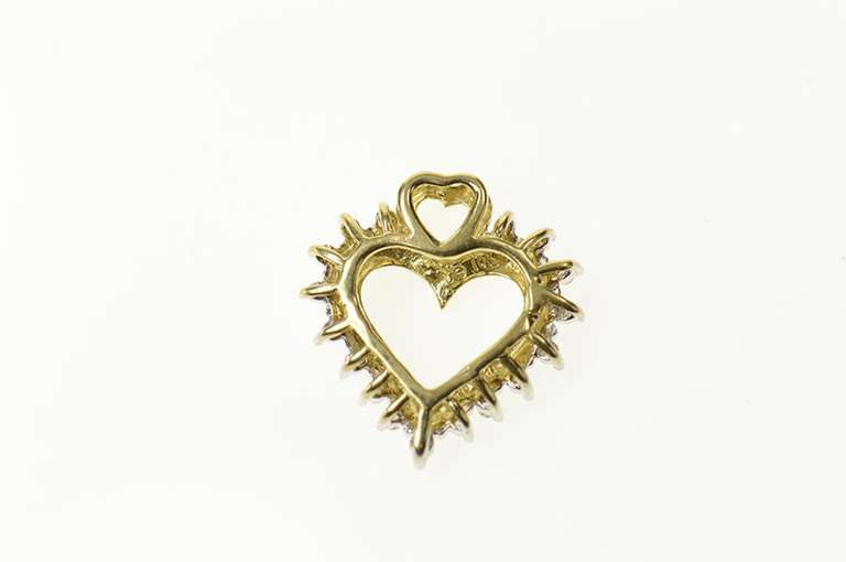 10K Yellow Gold Classic Diamond Heart Love Symbol Pendant