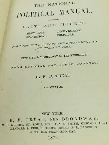 1872 The National Political Manual Antique Book