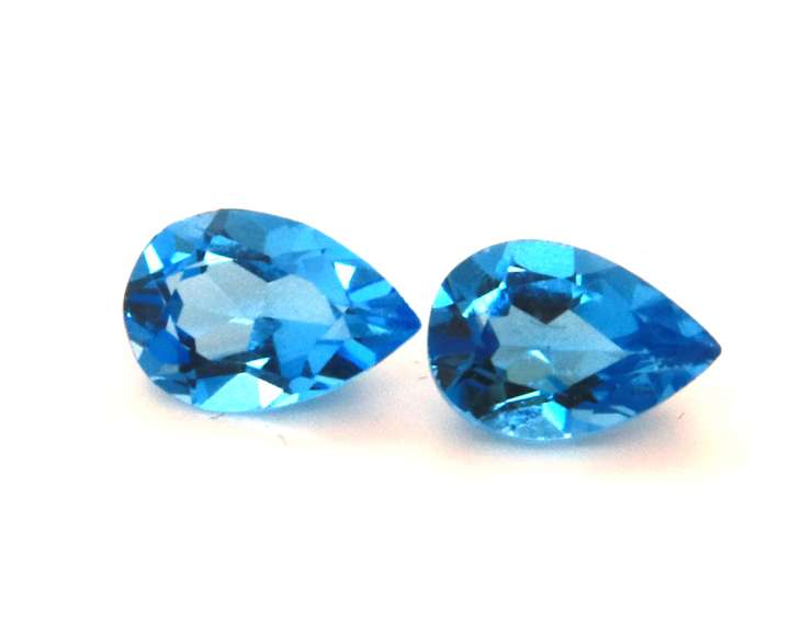 Super Cute Pair of Pear Cut Blue Topaz Gemstones, 3.15cts