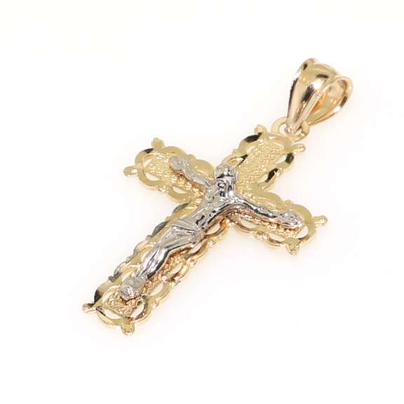 14kt White and Yellow Gold Crucifix Pendant