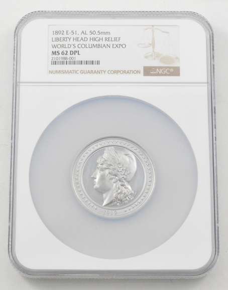 MS62 DPL 1892 Liberty Head High Relief Worlds Columbian Expo - NGC