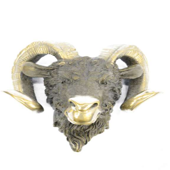 Mascot Ram Head Bronze Sculpture