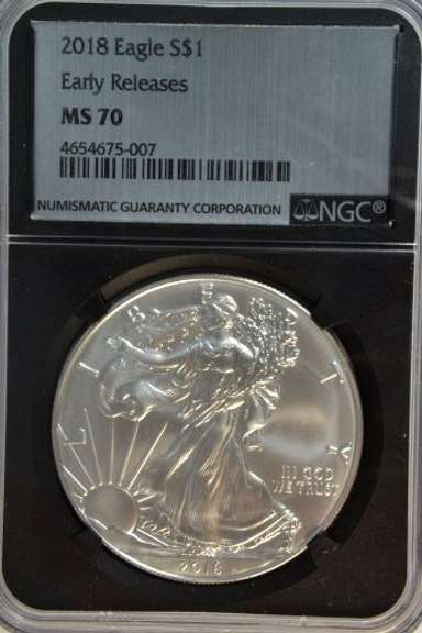Perfect NGC MS70 graded 2018 $1 Eagle. Early Releases