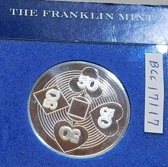 Franklin Mint: Sterling Sil Casino Chip, 50 Guilden, Surinam